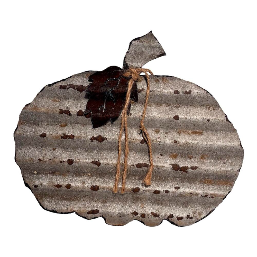 Galvanized Steel Halloween Fall Pumpkin Wall Decor Farmhouse Primitive 10 Inches
